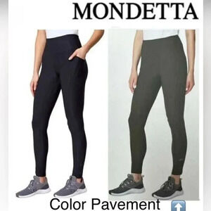 Mondetta Ladies' High Waist Active Legging Mesh Ankle Detail Medium Pockets Gray